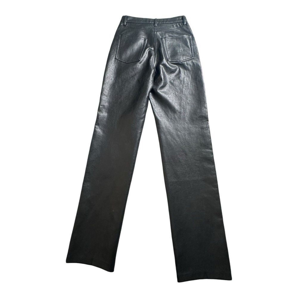 Aritzia Wilfred Womens Faux Leather Straight Leg Pants Size 0 Black High‎ Rise - Picture 3 of 16